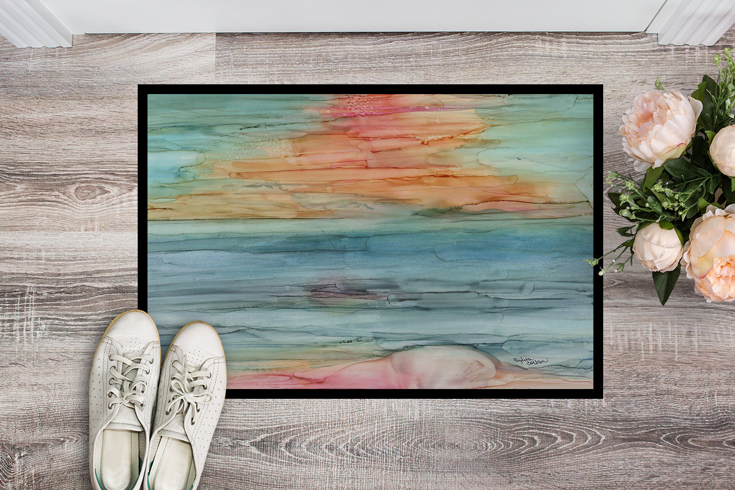 Caroline's Treasures Abstract Rainbow Doormat - 24x36 Decorative Floor Mat – Indoor/Outdoor Rug