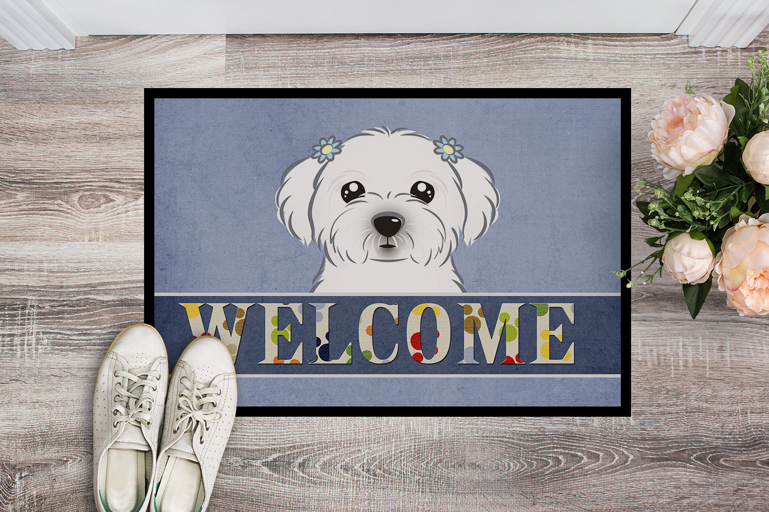 Caroline's Treasures Maltese Welcome Doormat - 24x36 Decorative Floor Mat – Indoor/Outdoor Rug with Artistic Flair BB1394JMAT