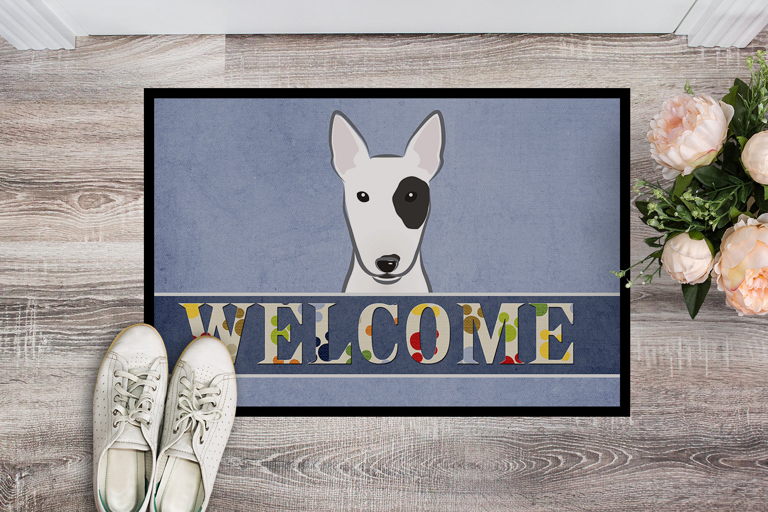 Caroline's Treasures Bull Terrier Welcome Doormat - 24x36 Decorative Floor Mat – Indoor/Outdoor Rug with Artistic Flair BB1395JMAT