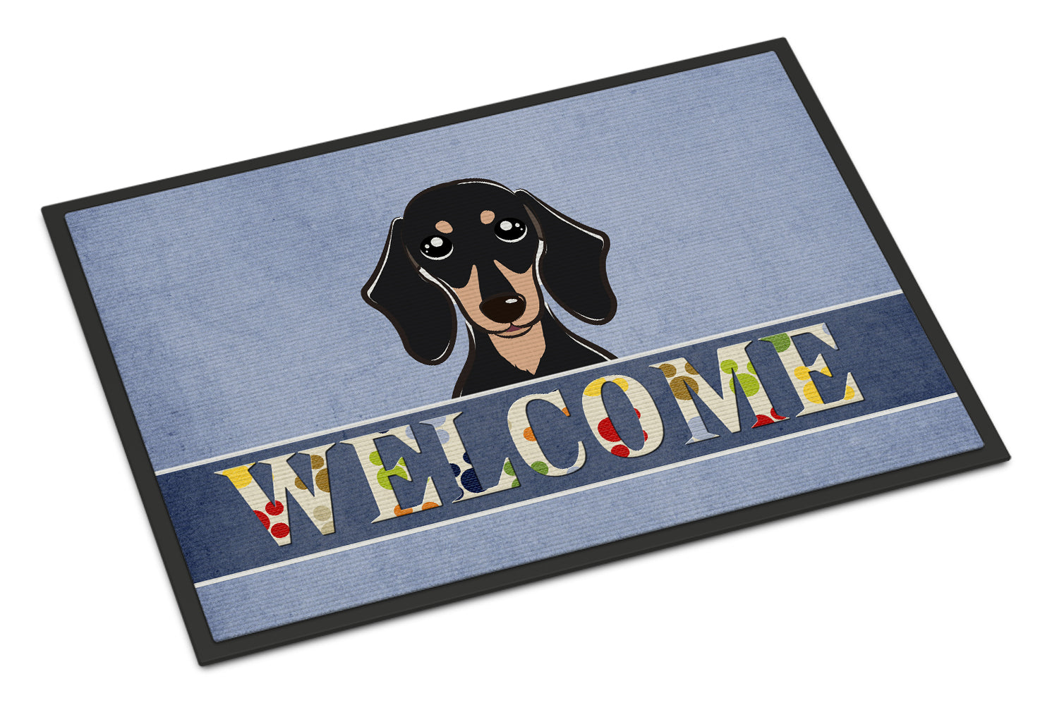 Caroline's Treasures Smooth Black and Tan Dachshund Welcome Doormat - 24x36 Decorative Floor Mat – Indoor/Outdoor Rug with Artistic Flair BB1401JMAT