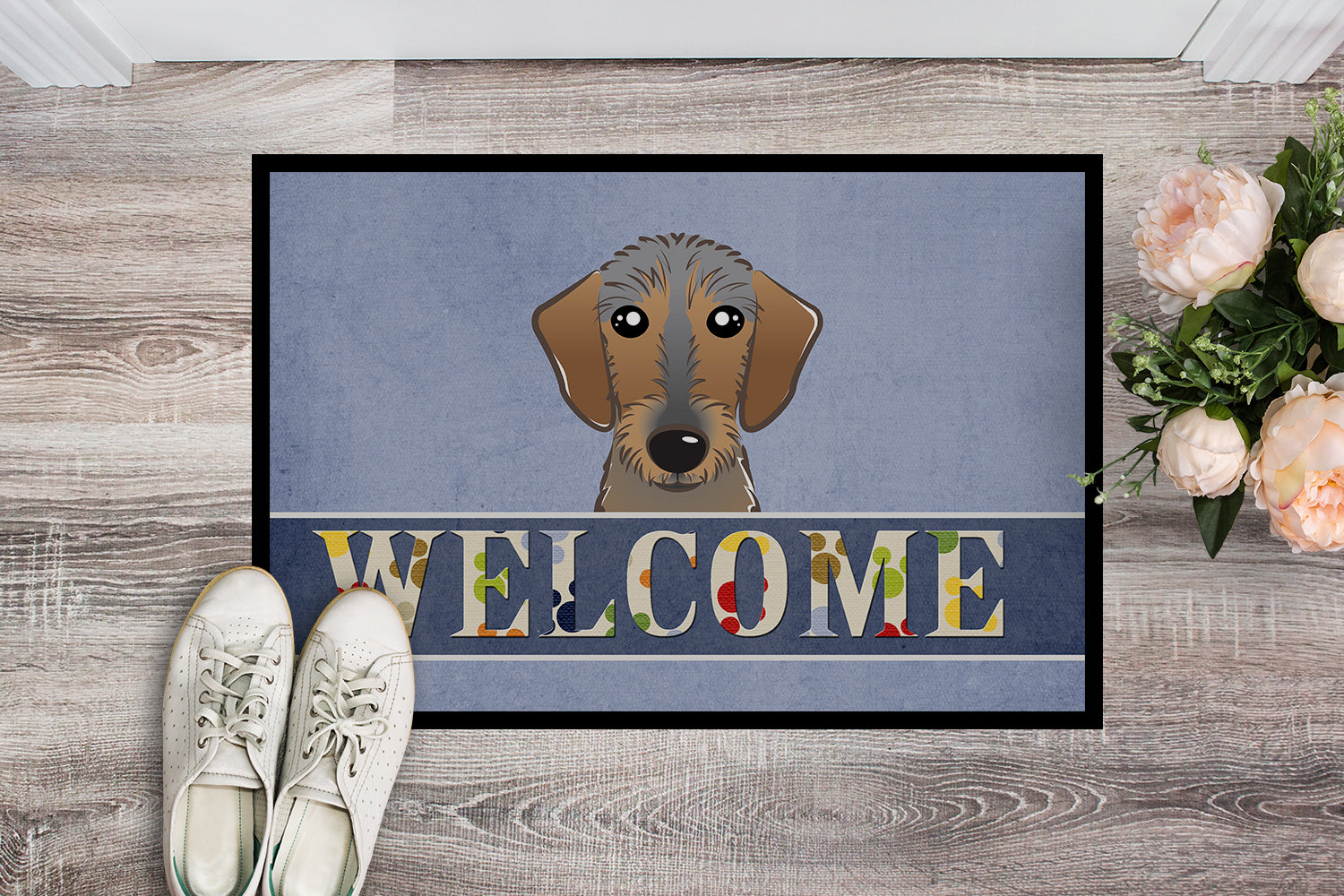 Caroline's Treasures Wirehaired Dachshund Welcome Doormat - 24x36 Decorative Floor Mat – Indoor/Outdoor Rug with Artistic Flair BB1419JMAT