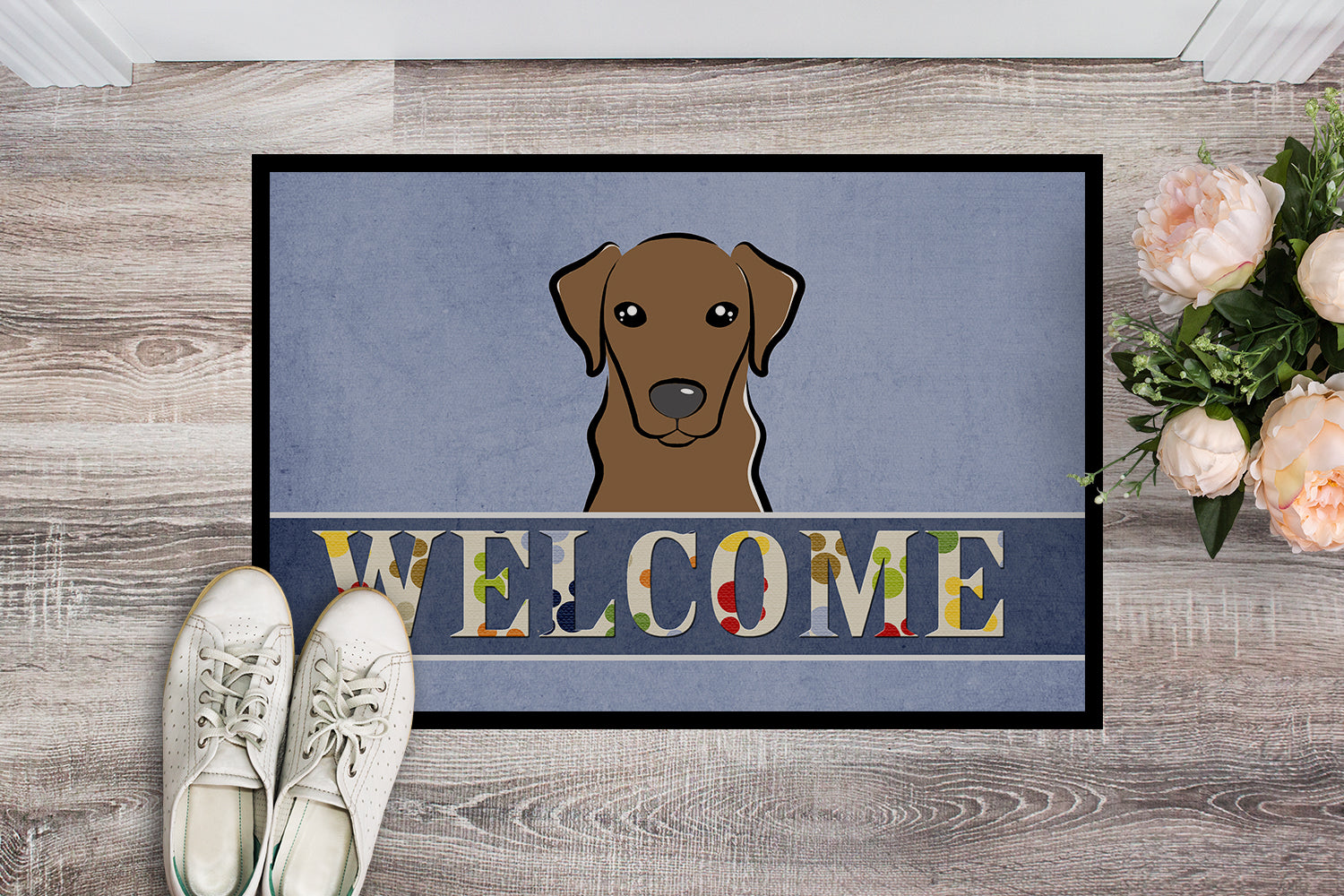 Caroline's Treasures Chocolate Labrador Welcome Doormat - 24x36 Decorative Floor Mat – Indoor/Outdoor Rug with Artistic Flair BB1420JMAT