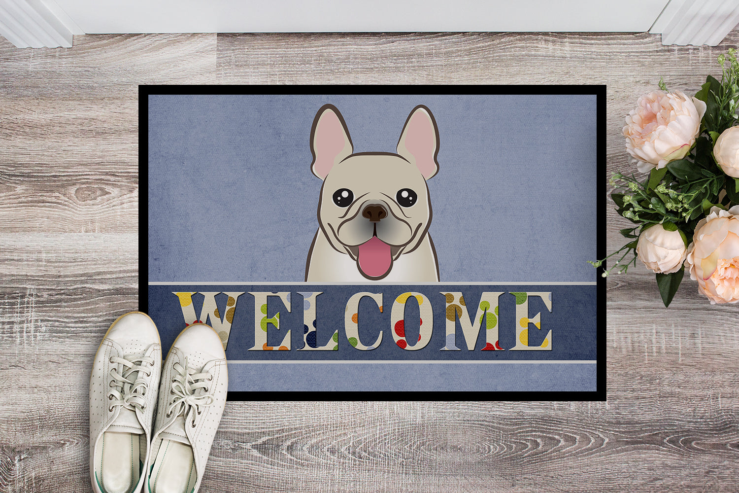 Caroline's Treasures French Bulldog Welcome Doormat - 24x36 Decorative Floor Mat – Indoor/Outdoor Rug with Artistic Flair BB1424JMAT