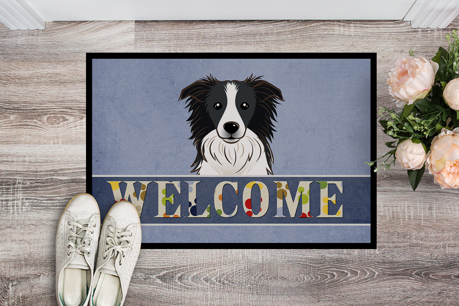 Caroline's Treasures Border Collie Welcome Doormat - 24x36 Decorative Floor Mat – Indoor/Outdoor Rug with Artistic Flair BB1427JMAT