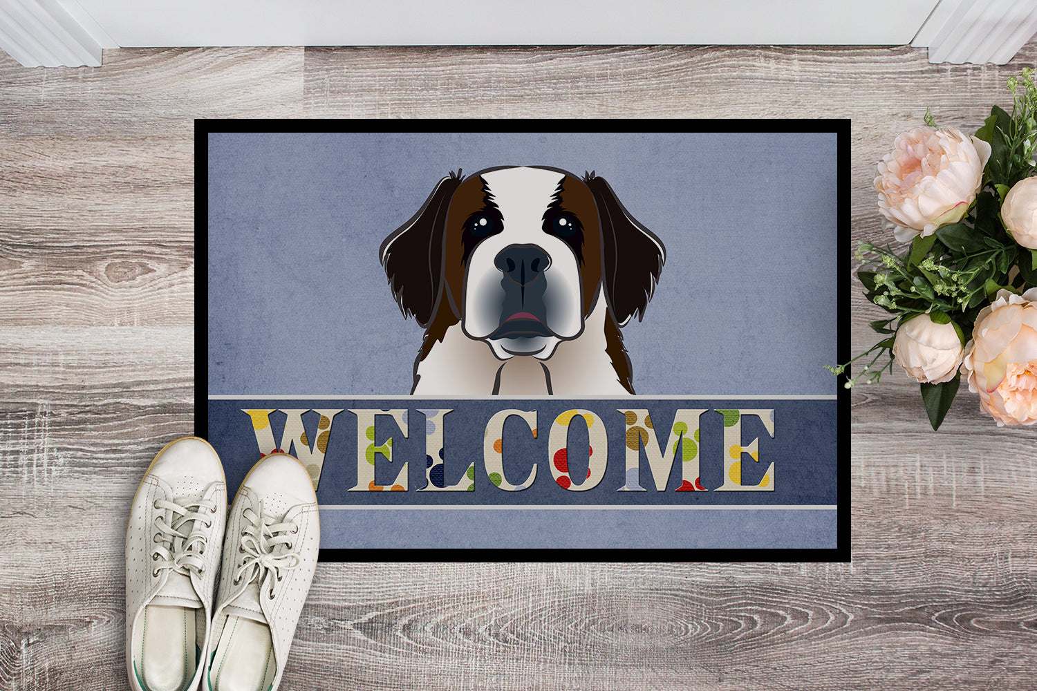 Caroline's Treasures Saint Bernard Welcome Doormat - 24x36 Decorative Floor Mat – Indoor/Outdoor Rug with Artistic Flair BB1432JMAT