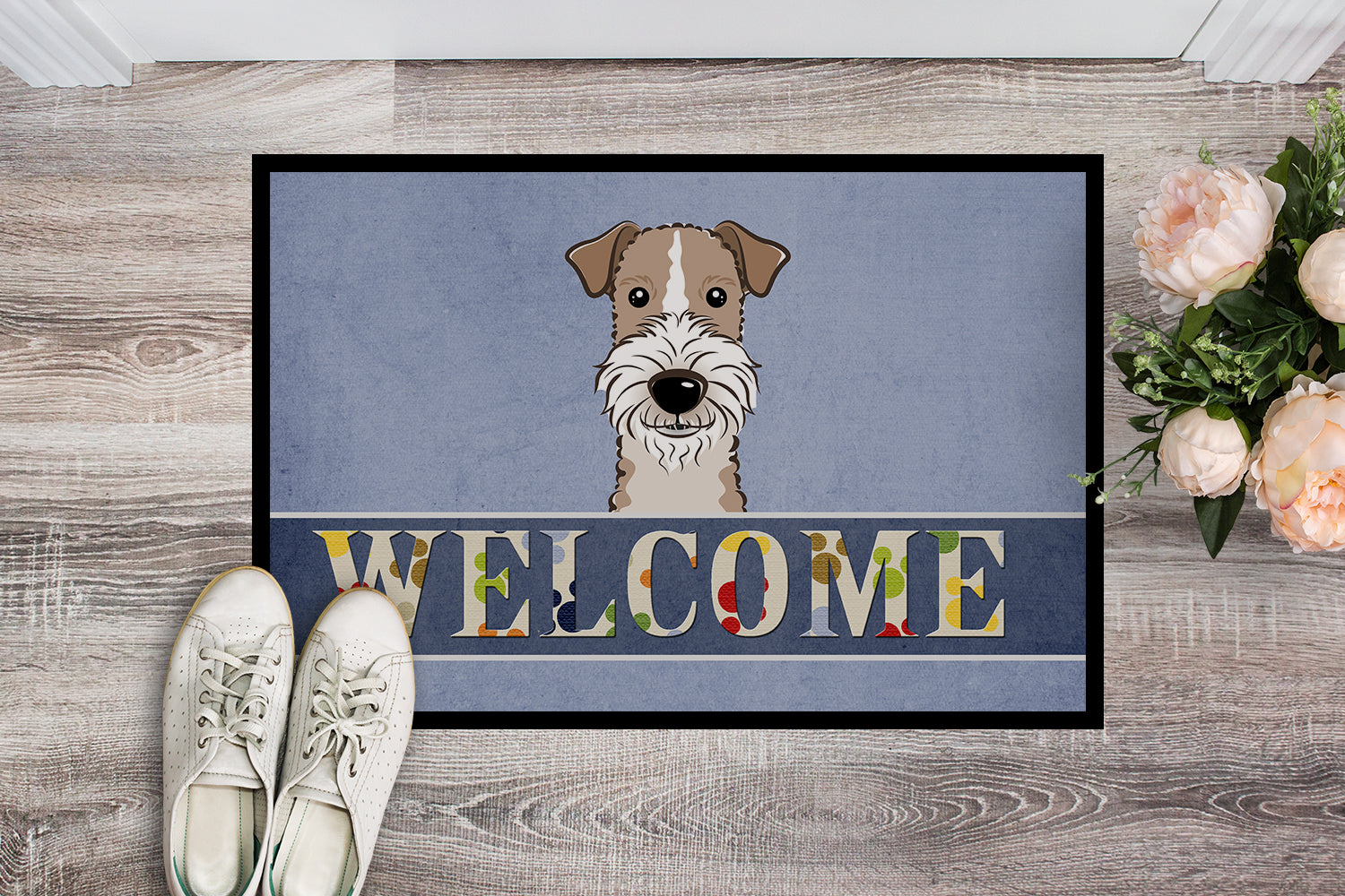 Caroline's Treasures Wire Haired Fox Terrier Welcome Doormat - 24x36 Decorative Floor Mat – Indoor/Outdoor Rug with Artistic Flair BB1433JMAT