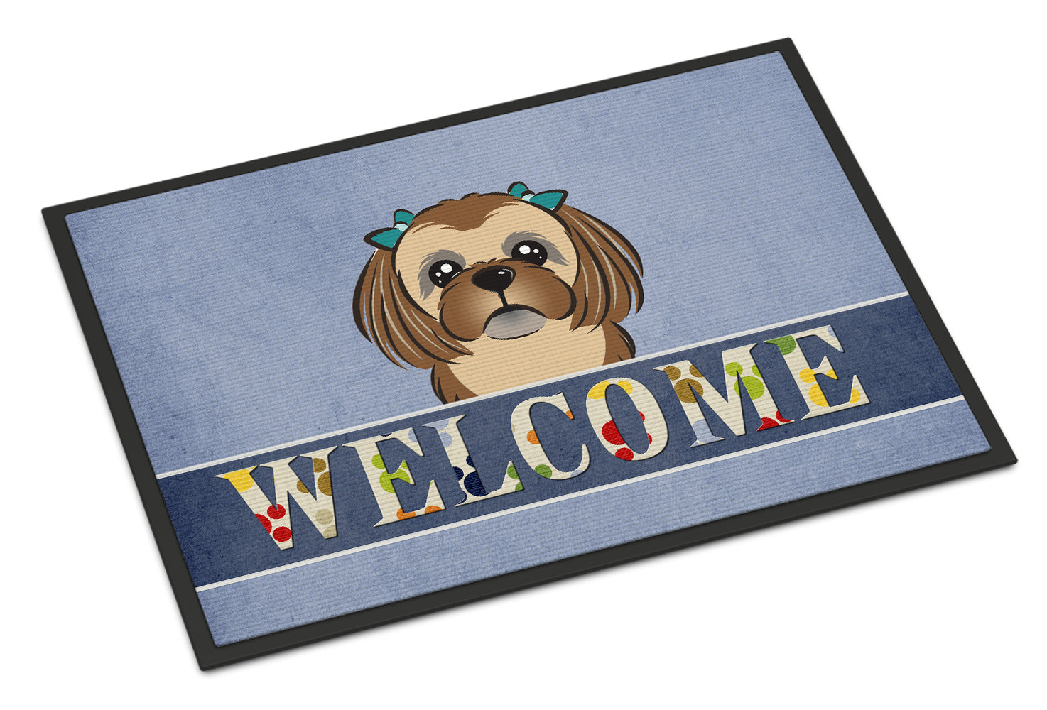 Caroline's Treasures Chocolate Brown Shih Tzu Welcome Doormat - 24x36 Decorative Floor Mat – Indoor/Outdoor Rug with Artistic Flair BB1435JMAT