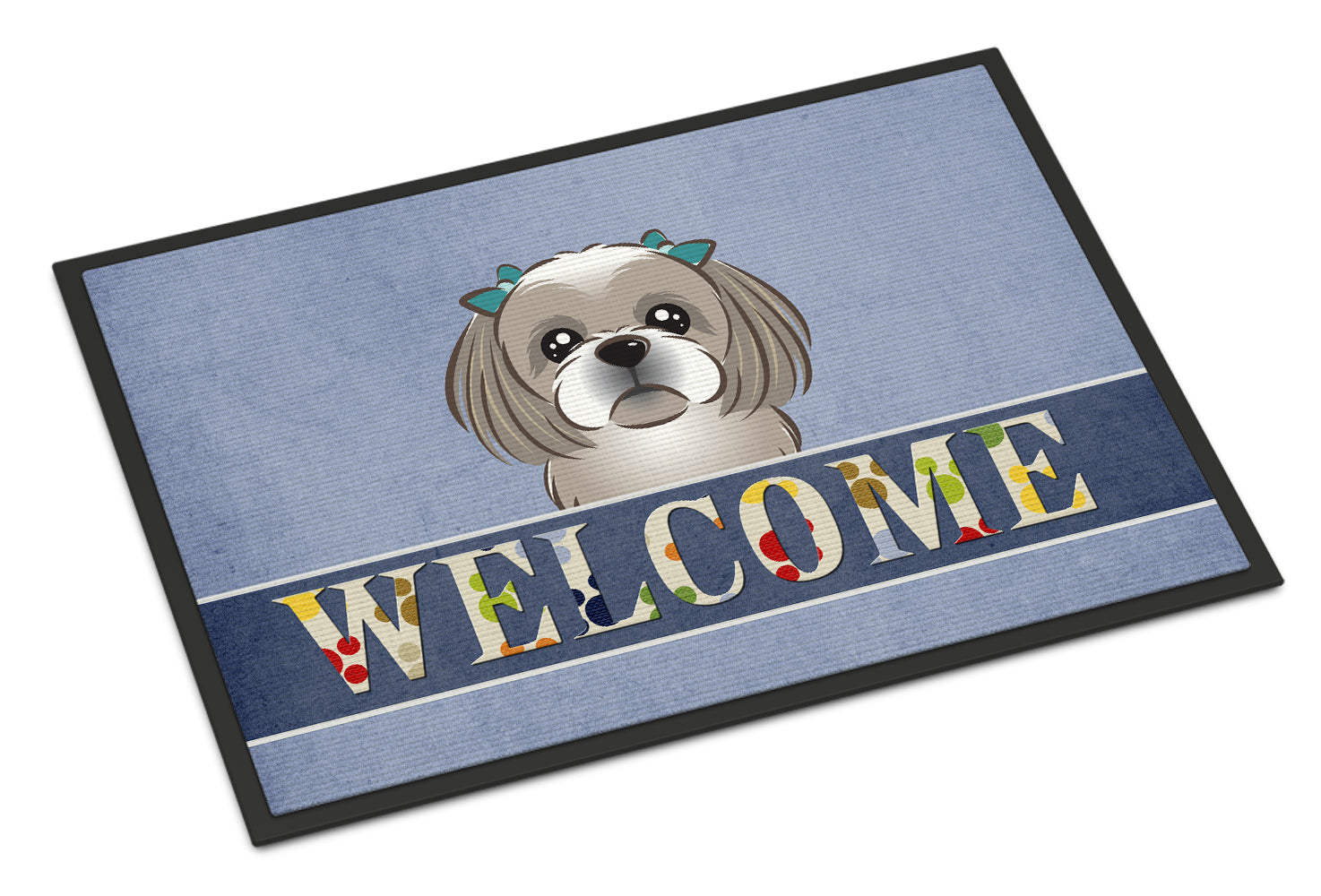 Caroline's Treasures Gray Silver Shih Tzu Welcome Doormat - 24x36 Decorative Floor Mat – Indoor/Outdoor Rug with Artistic Flair BB1436JMAT