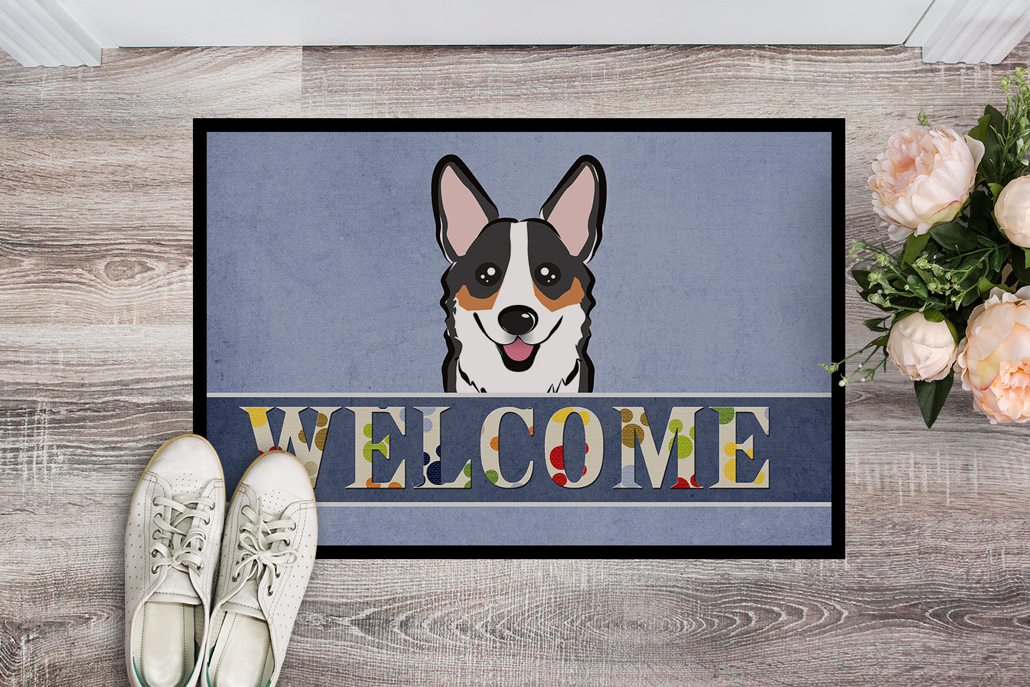 Caroline's Treasures Tricolor Corgi Welcome Doormat - 24x36 Decorative Floor Mat – Indoor/Outdoor Rug with Artistic Flair BB1441JMAT