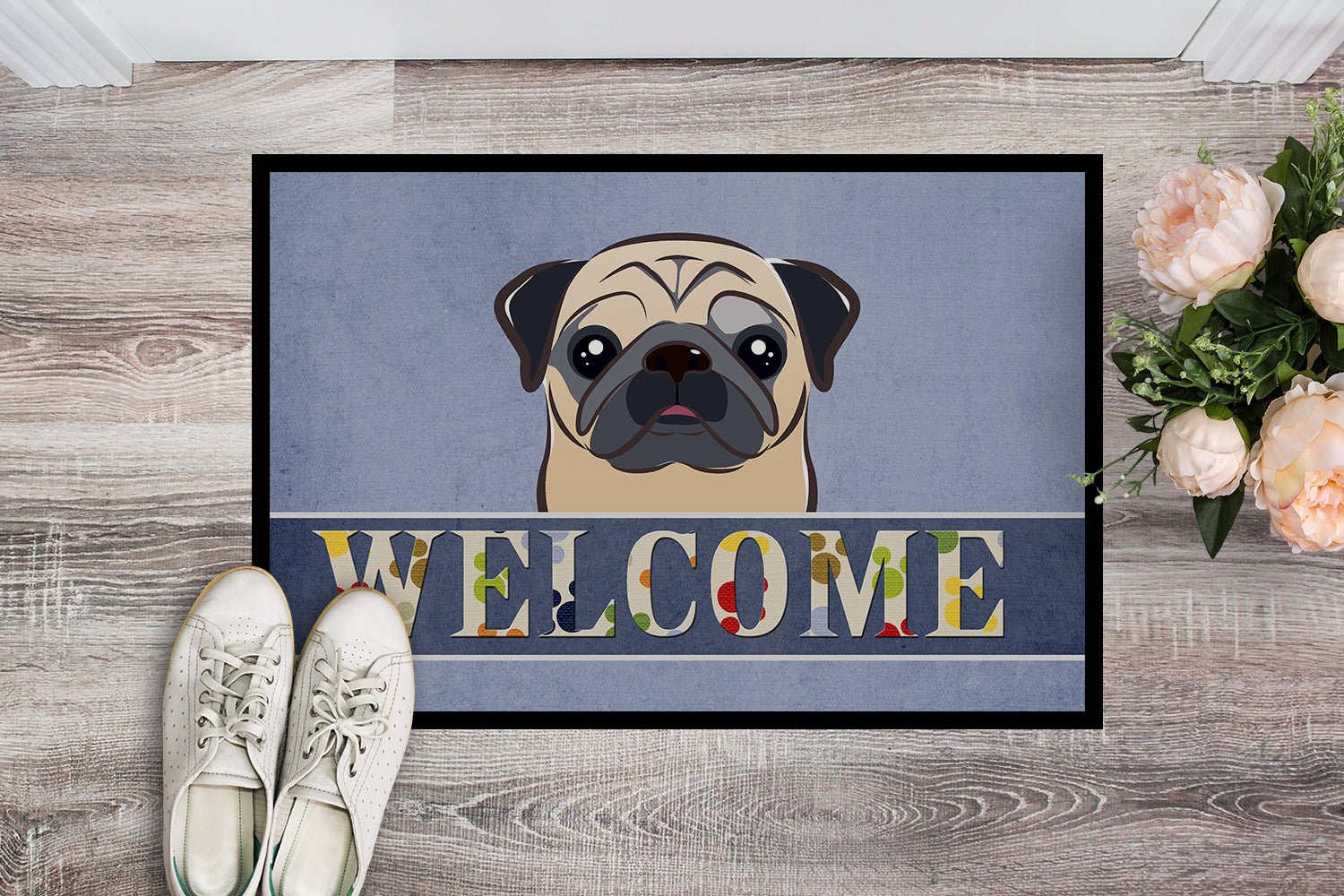 Caroline's Treasures Fawn Pug Welcome Doormat - 24x36 Decorative Floor Mat – Indoor/Outdoor Rug with Artistic Flair BB1448JMAT
