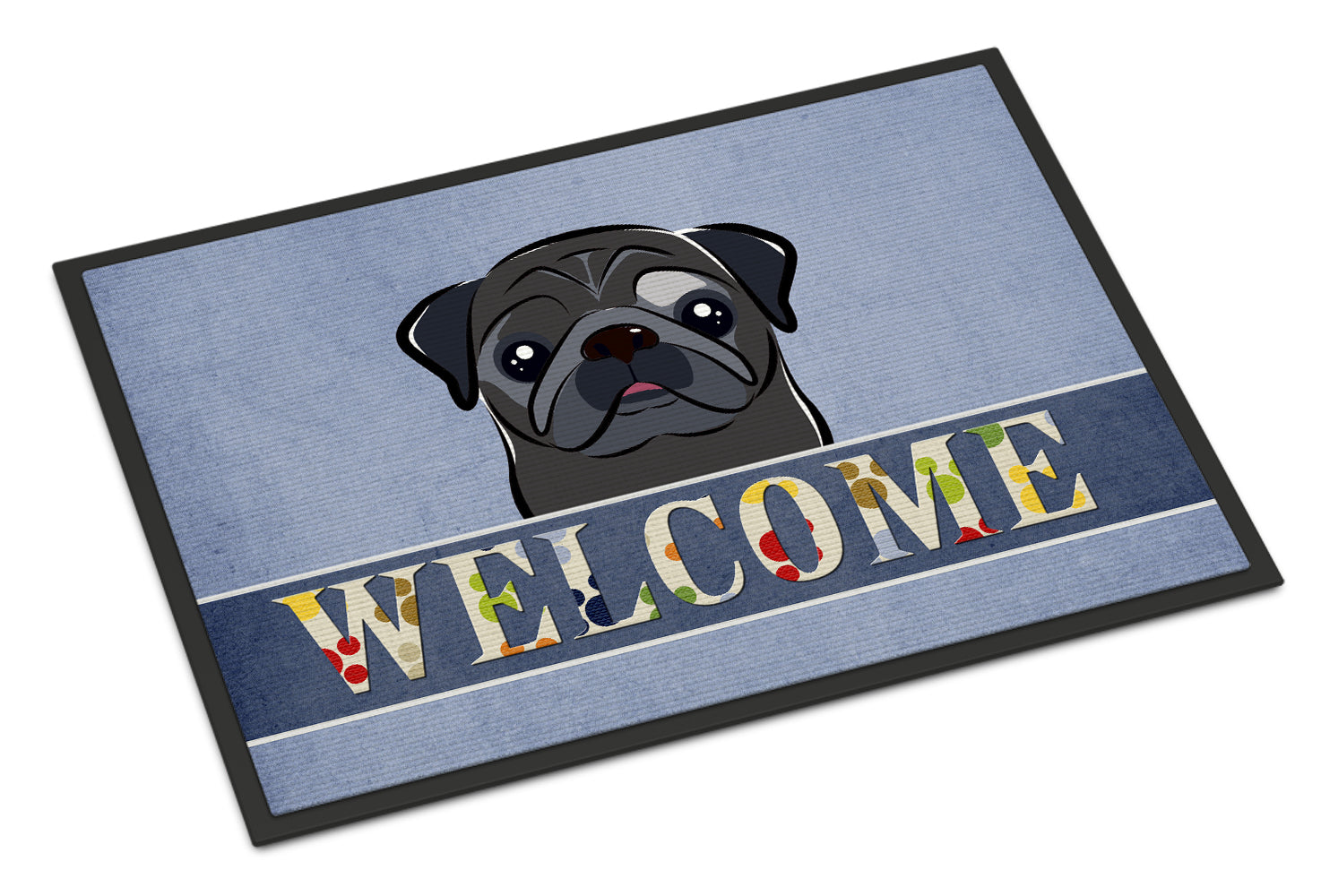 Caroline's Treasures Black Pug Welcome Doormat - 24x36 Decorative Floor Mat – Indoor/Outdoor Rug with Artistic Flair BB1449JMAT
