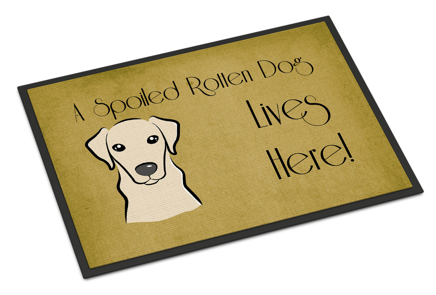 Caroline's Treasures Yellow Labrador Spoiled Dog Lives Here Doormat - 24x36 Decorative Floor Mat – Indoor/Outdoor Rug with Artistic Flair BB1470JMAT