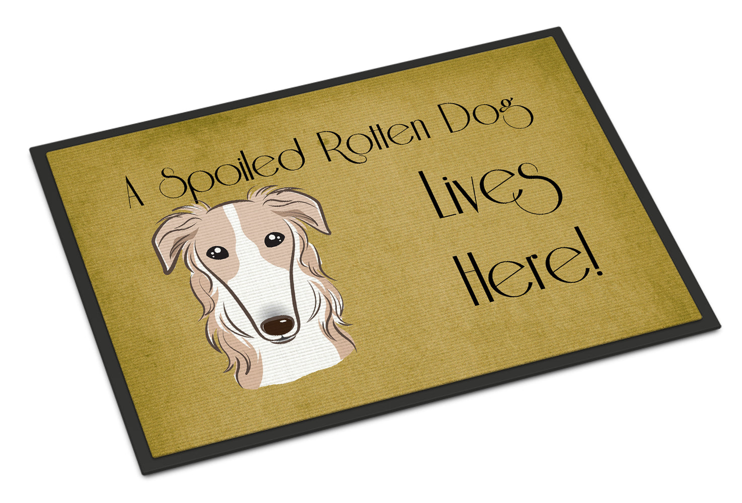 Caroline's Treasures Borzoi Spoiled Dog Lives Here Doormat - 24x36 Decorative Floor Mat – Indoor/Outdoor Rug with Artistic Flair BB1476JMAT