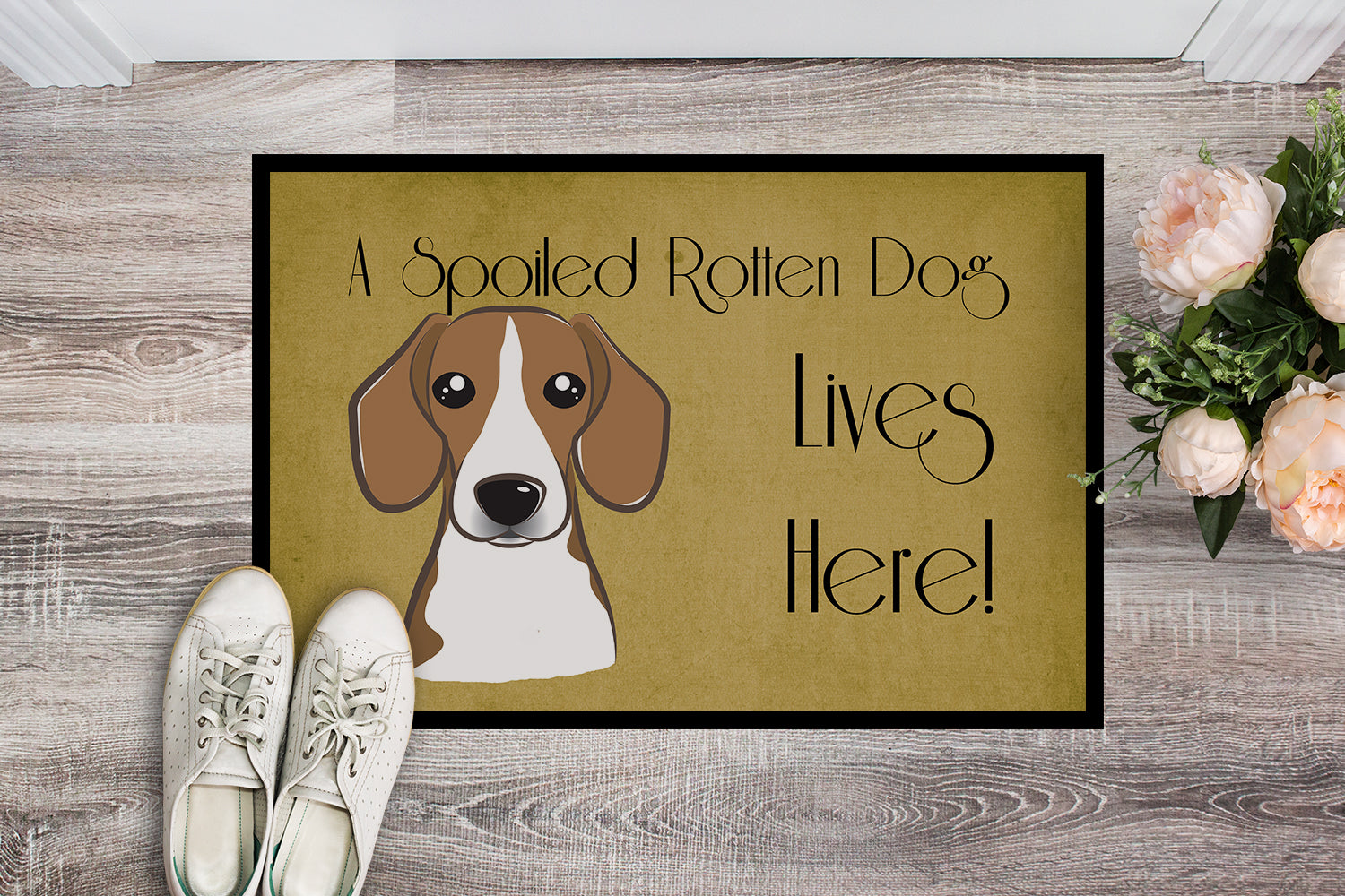 Caroline's Treasures Beagle Spoiled Dog Lives Here Doormat - 24x36 Decorative Floor Mat – Indoor/Outdoor Rug with Artistic Flair BB1487JMAT