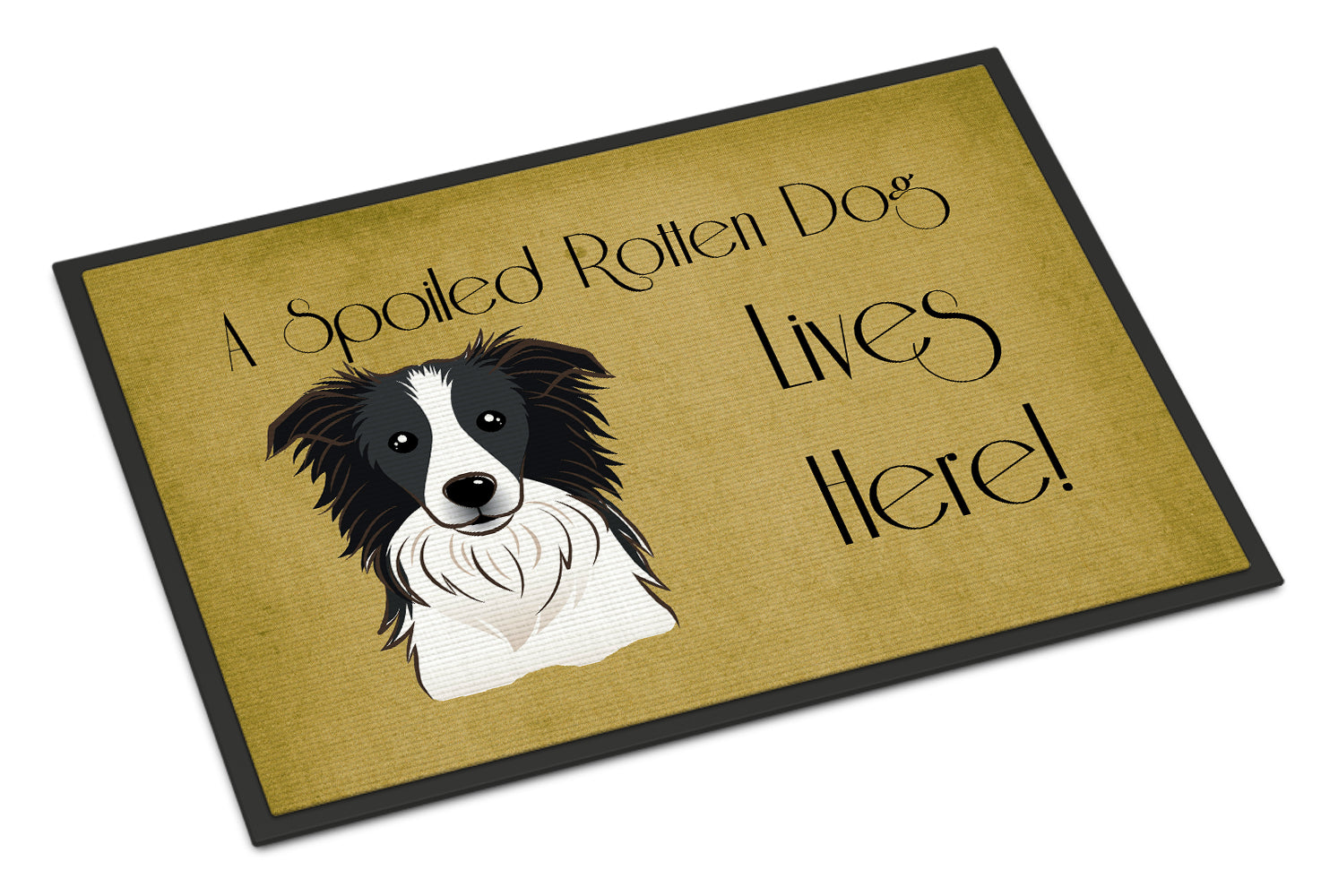 Caroline's Treasures Border Collie Spoiled Dog Lives Here Doormat - 24x36 Decorative Floor Mat – Indoor/Outdoor Rug with Artistic Flair BB1489JMAT