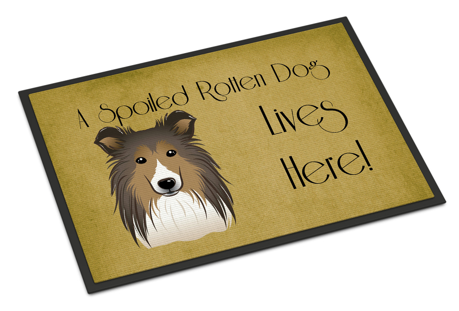 Caroline's Treasures Sheltie Spoiled Dog Lives Here Doormat - 24x36 Decorative Floor Mat – Indoor/Outdoor Rug with Artistic Flair BB1490JMAT