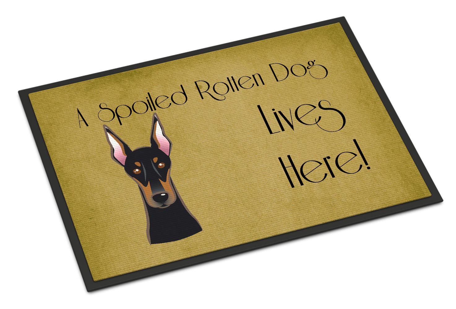 Caroline's Treasures Doberman Spoiled Dog Lives Here Doormat - 24x36 Decorative Floor Mat – Indoor/Outdoor Rug with Artistic Flair BB1493JMAT