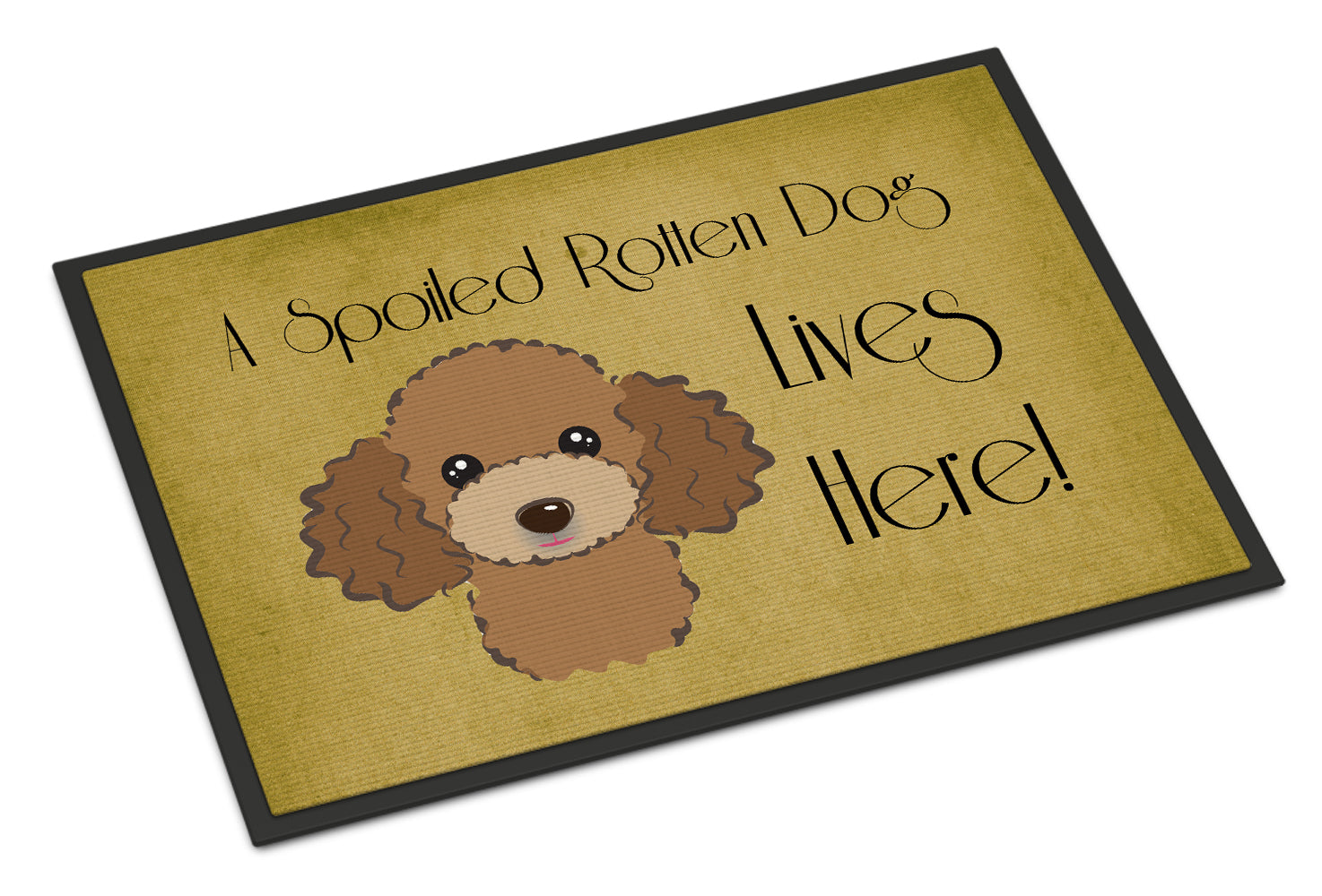 Caroline's Treasures Chocolate Brown Poodle Spoiled Dog Lives Here Doormat - 24x36 Decorative Floor Mat – Indoor/Outdoor Rug with Artistic Flair BB1504JMAT