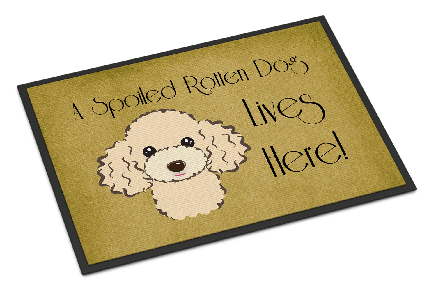 Caroline's Treasures Buff Poodle Spoiled Dog Lives Here Doormat - 24x36 Decorative Floor Mat – Indoor/Outdoor Rug with Artistic Flair BB1506JMAT