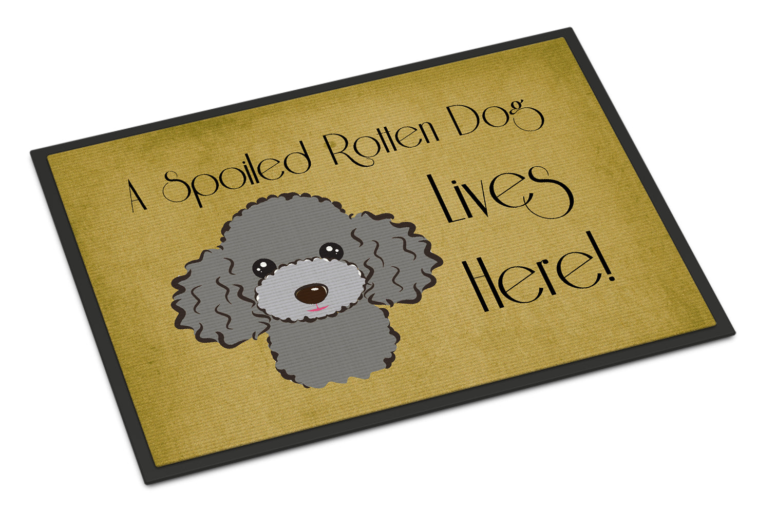 Caroline's Treasures Silver Gray Poodle Spoiled Dog Lives Here Doormat - 24x36 Decorative Floor Mat – Indoor/Outdoor Rug with Artistic Flair BB1507JMAT