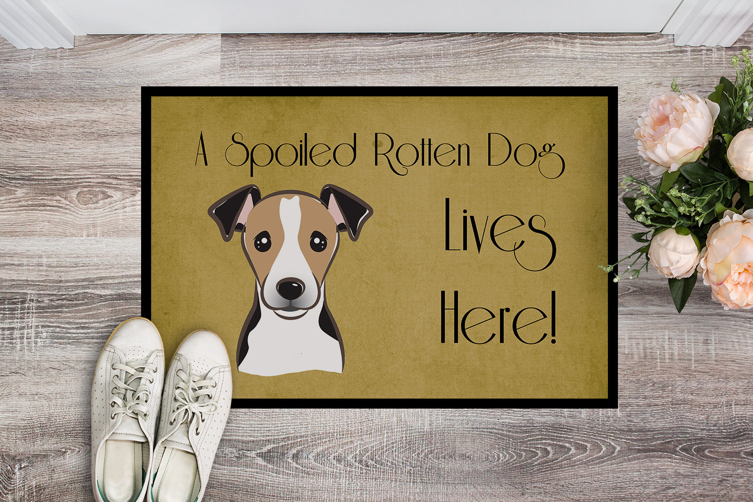 Caroline's Treasures Jack Russell Terrier Spoiled Dog Lives Here Doormat - 24x36 Decorative Floor Mat – Indoor/Outdoor Rug with Artistic Flair BB1509JMAT