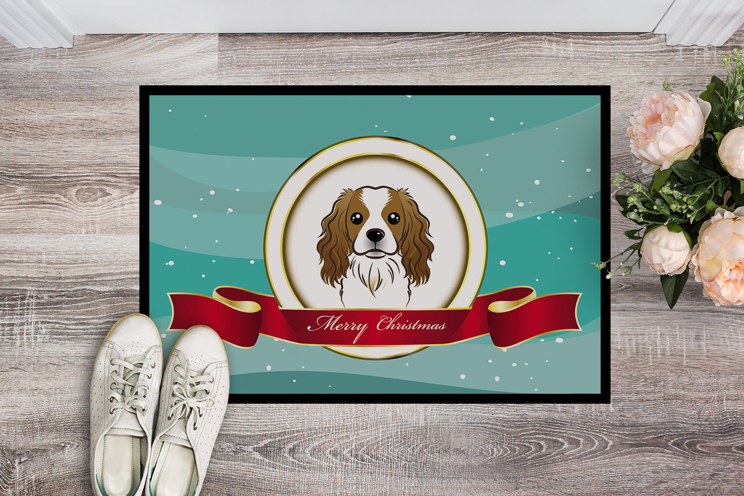 Caroline's Treasures Cavalier Spaniel Merry Christmas Doormat - 24x36 Decorative Floor Mat – Indoor/Outdoor Rug with Artistic Flair BB1534JMAT