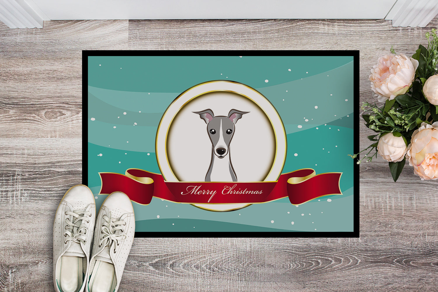 Caroline's Treasures Italian Greyhound Merry Christmas Doormat - 24x36 Decorative Floor Mat – Indoor/Outdoor Rug with Artistic Flair BB1546JMAT