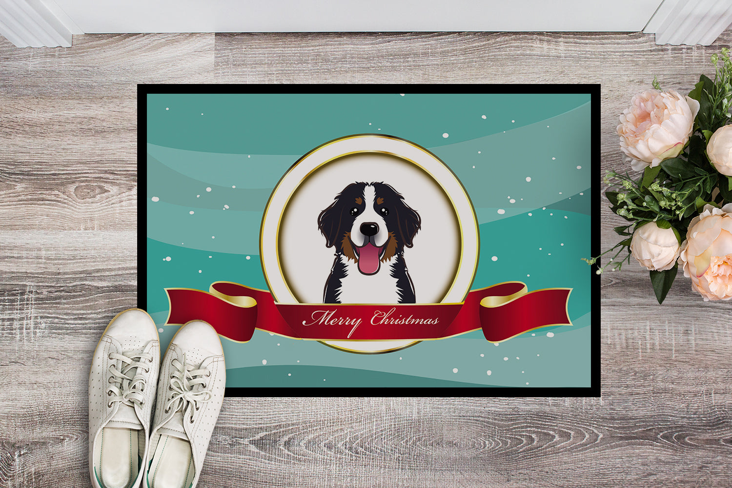 Caroline's Treasures Bernese Mountain Dog Merry Christmas Doormat - 24x36 Decorative Floor Mat – Indoor/Outdoor Rug with Artistic Flair BB1547JMAT