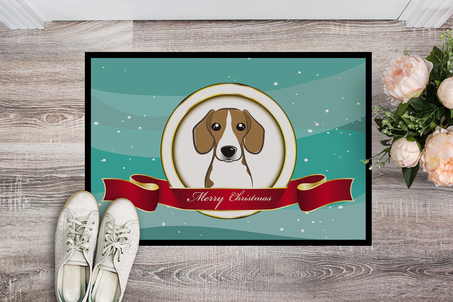 Caroline's Treasures Beagle Merry Christmas Doormat - 24x36 Decorative Floor Mat – Indoor/Outdoor Rug with Artistic Flair BB1549JMAT
