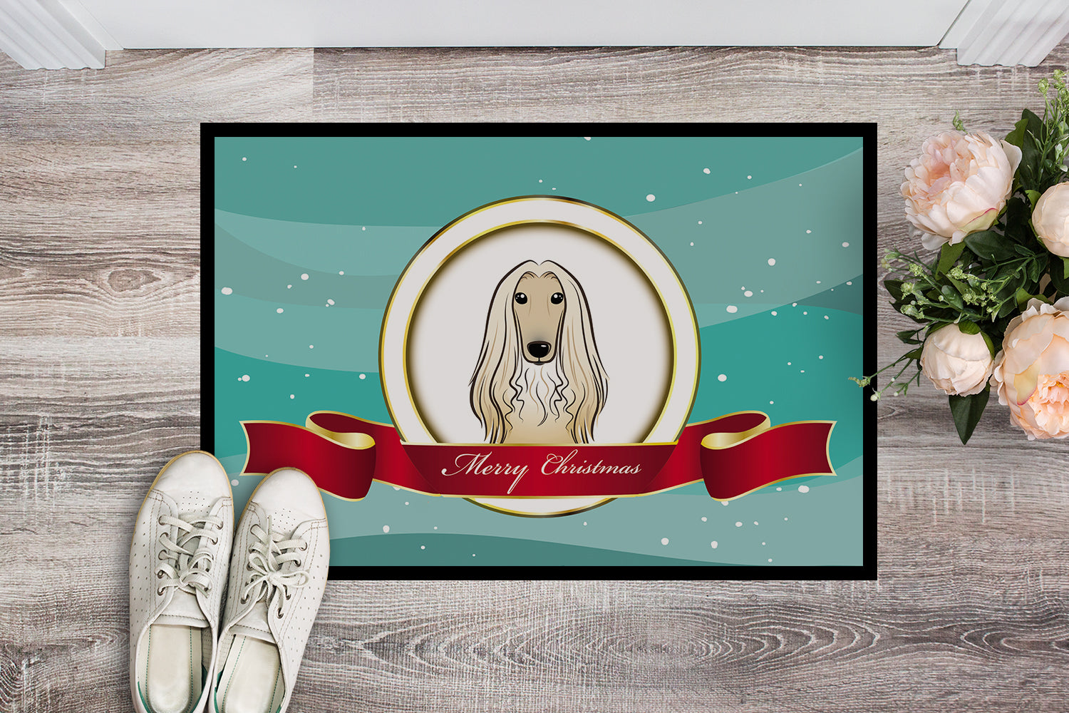 Caroline's Treasures Afghan Hound Merry Christmas Doormat - 24x36 Decorative Floor Mat – Indoor/Outdoor Rug with Artistic Flair BB1554JMAT