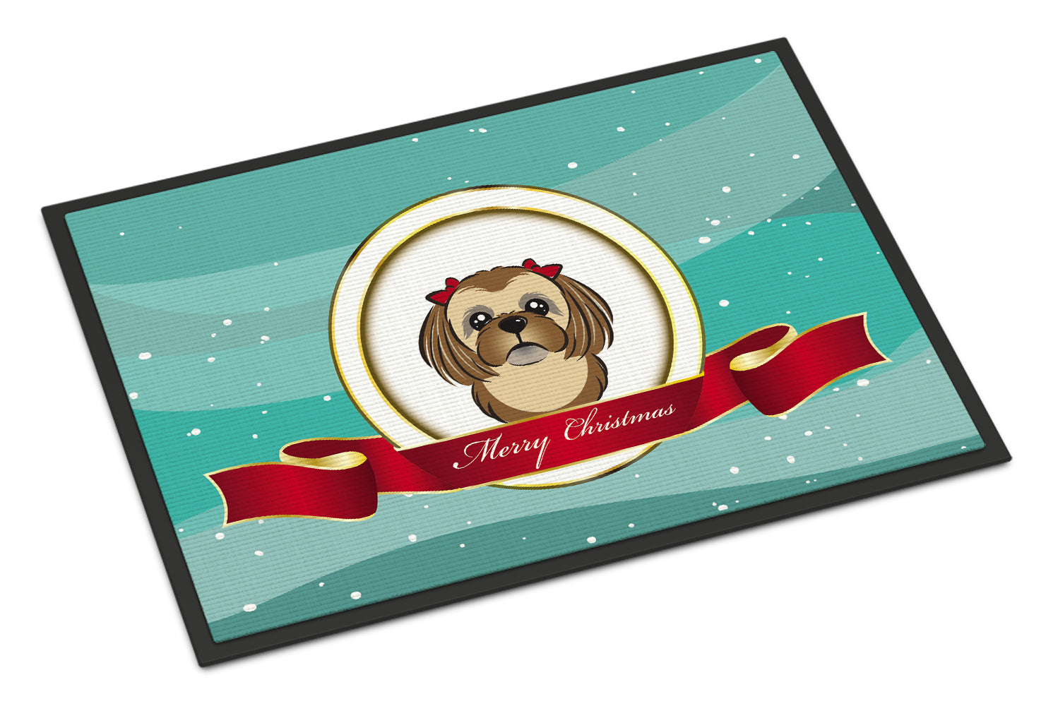 Caroline's Treasures Chocolate Brown Shih Tzu Merry Christmas Doormat - 24x36 Decorative Floor Mat – Indoor/Outdoor Rug with Artistic Flair BB1559JMAT