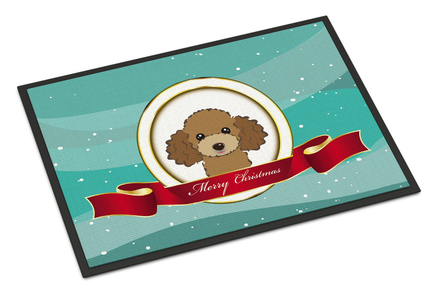 Caroline's Treasures Chocolate Brown Poodle Merry Christmas Doormat - 24x36 Decorative Floor Mat – Indoor/Outdoor Rug with Artistic Flair BB1566JMAT