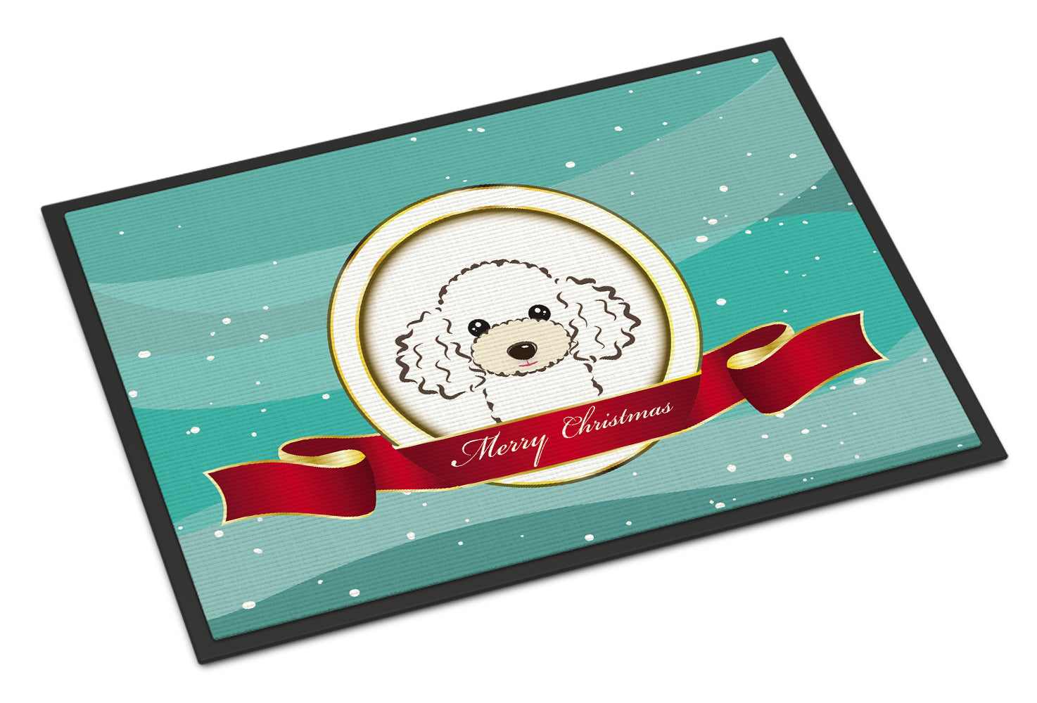 Caroline's Treasures White Poodle Merry Christmas Doormat - 24x36 Decorative Floor Mat – Indoor/Outdoor Rug with Artistic Flair BB1567JMAT
