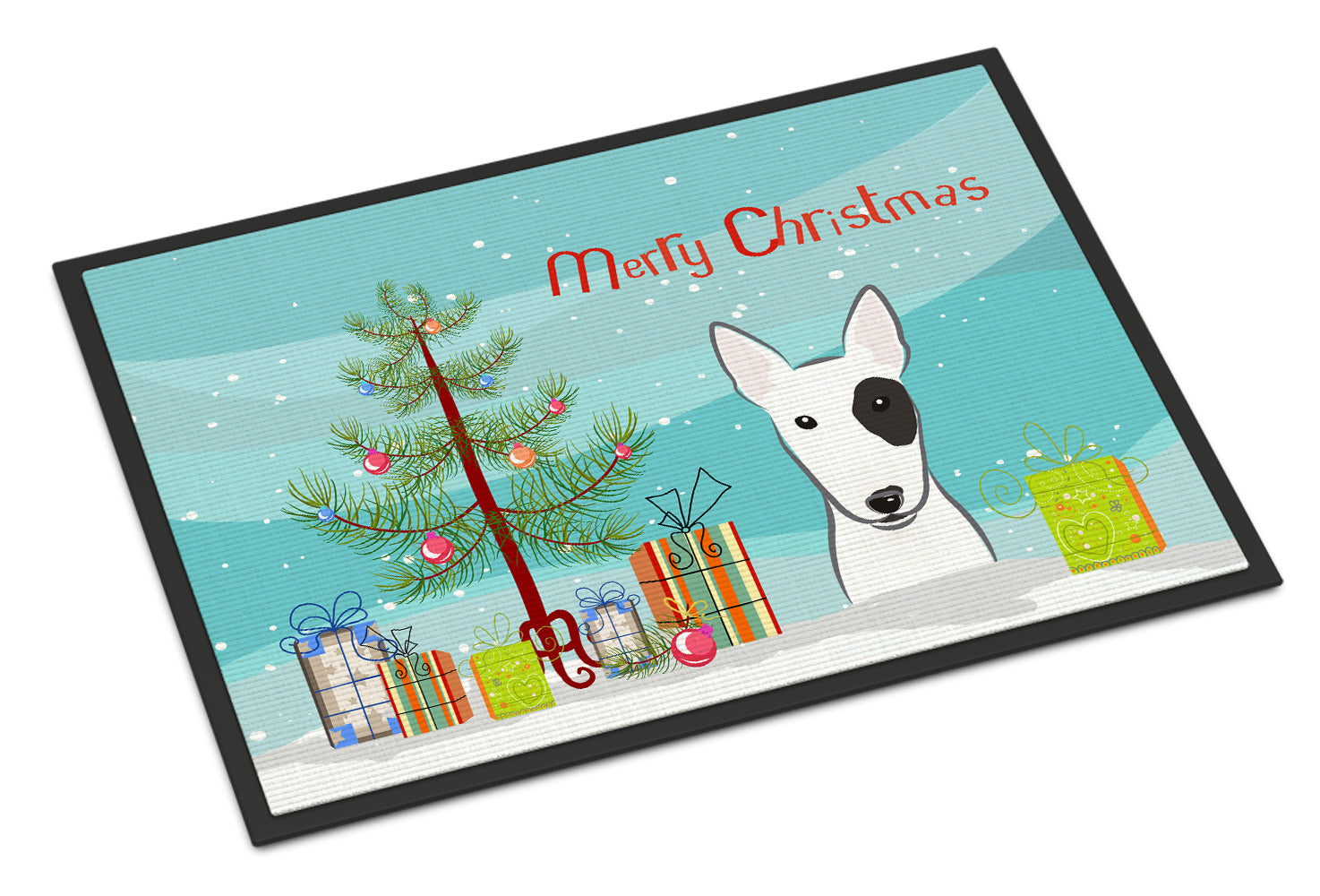 Caroline's Treasures Christmas Tree and Bull Terrier Doormat - 24x36 Decorative Floor Mat – Indoor/Outdoor Rug with Artistic Flair BB1581JMAT