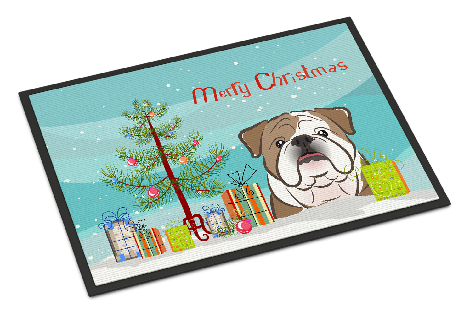 Caroline's Treasures Christmas Tree and English Bulldog Doormat - 24x36 Decorative Floor Mat – Indoor/Outdoor Rug with Artistic Flair BB1591JMAT