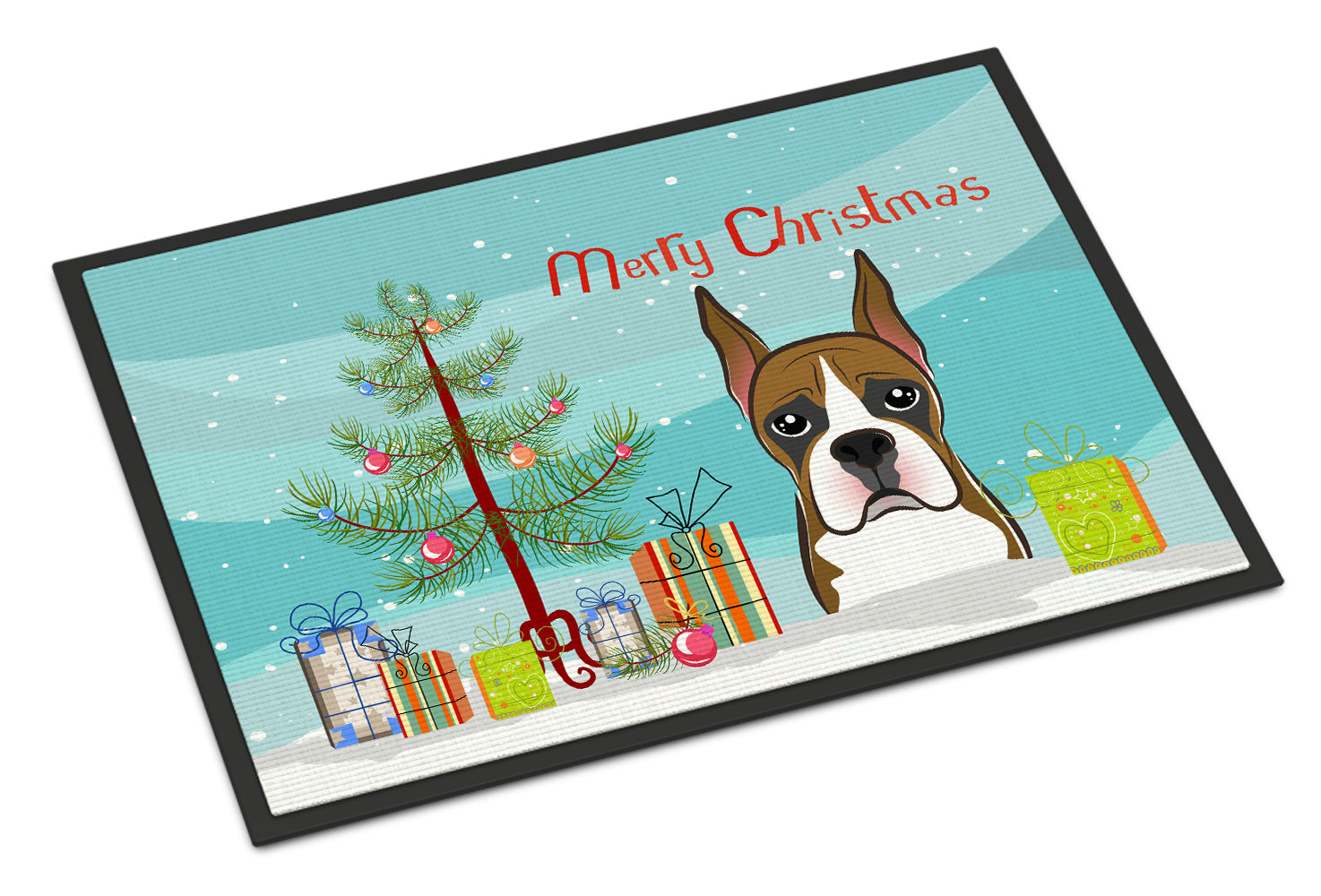 Caroline's Treasures Christmas Tree and Boxer Doormat - 24x36 Decorative Floor Mat – Indoor/Outdoor Rug with Artistic Flair BB1595JMAT