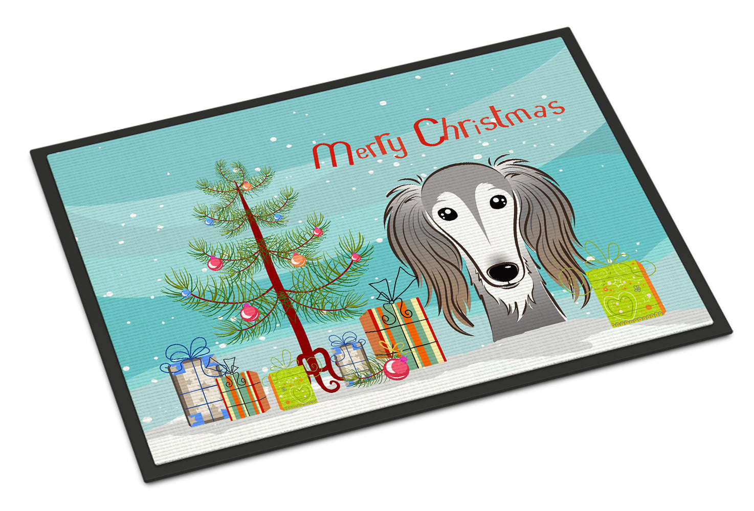Caroline's Treasures Christmas Tree and Saluki Doormat - 24x36 Decorative Floor Mat – Indoor/Outdoor Rug with Artistic Flair BB1601JMAT