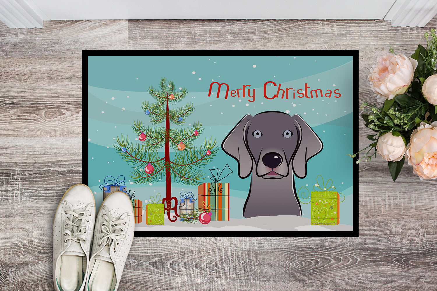 Caroline's Treasures Christmas Tree and Weimaraner Doormat - 24x36 Decorative Floor Mat – Indoor/Outdoor Rug with Artistic Flair BB1603JMAT