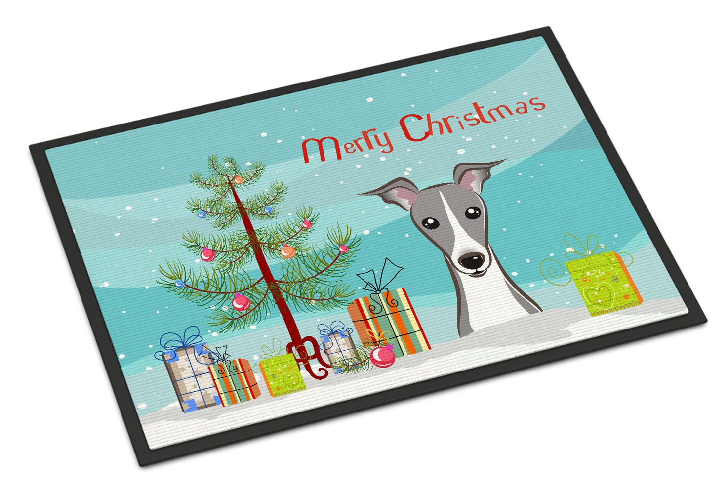 Caroline's Treasures Christmas Tree and Italian Greyhound Doormat - 24x36 Decorative Floor Mat – Indoor/Outdoor Rug with Artistic Flair BB1608JMAT