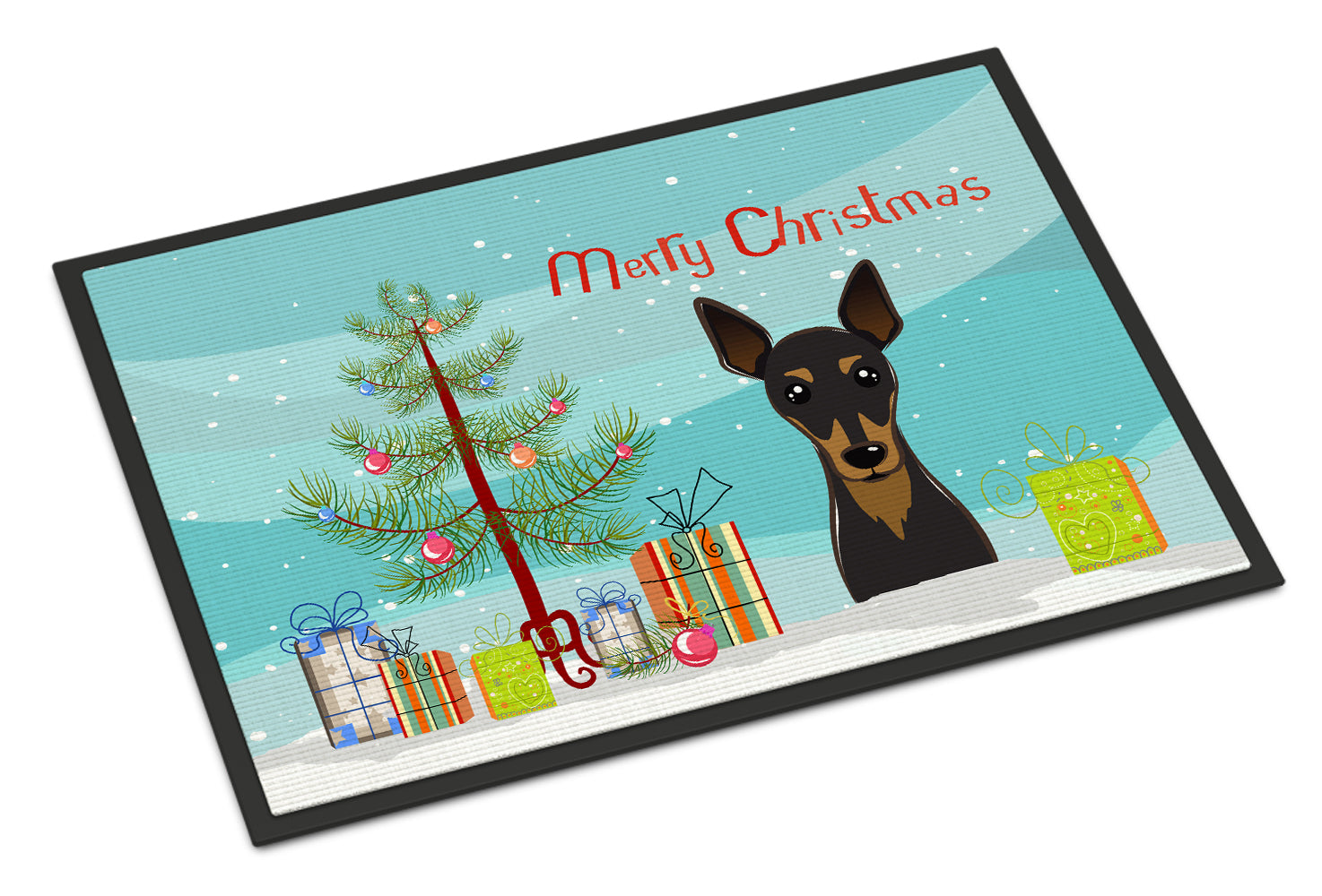 Caroline's Treasures Christmas Tree and Min Pin Doormat - 24x36 Decorative Floor Mat – Indoor/Outdoor Rug with Artistic Flair BB1612JMAT