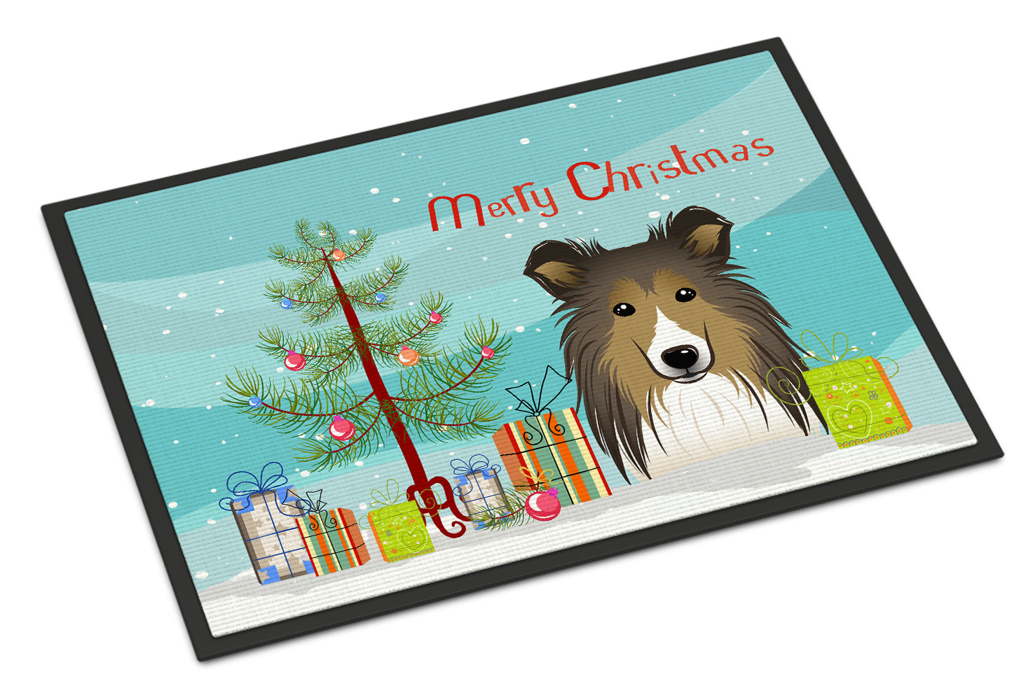 Caroline's Treasures Christmas Tree and Sheltie Doormat - 24x36 Decorative Floor Mat – Indoor/Outdoor Rug with Artistic Flair BB1614JMAT
