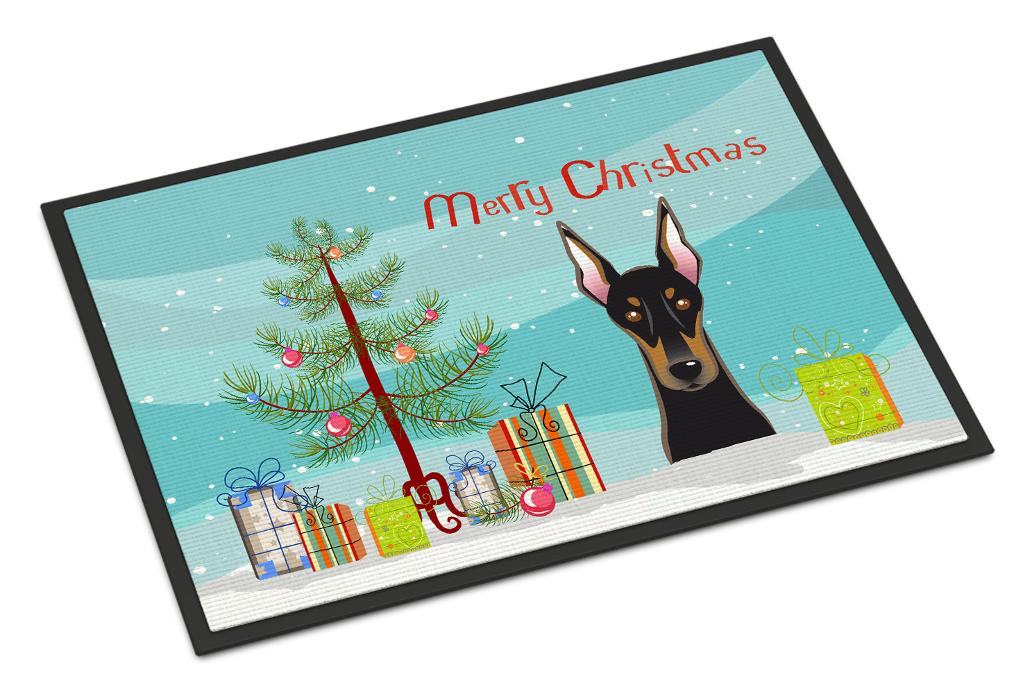 Caroline's Treasures Christmas Tree and Doberman Doormat - 24x36 Decorative Floor Mat – Indoor/Outdoor Rug with Artistic Flair BB1617JMAT