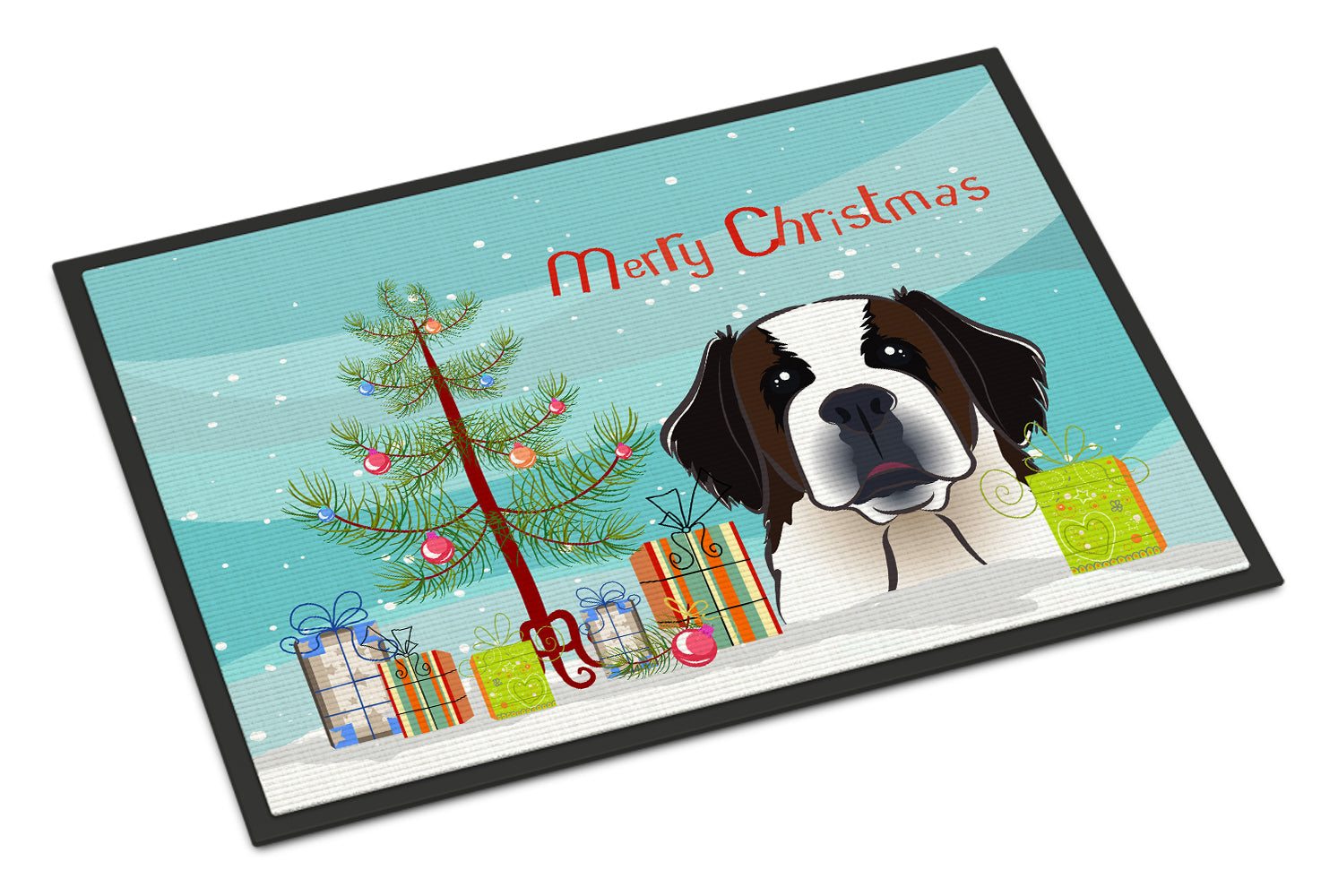Caroline's Treasures Christmas Tree and Saint Bernard Doormat - 24x36 Decorative Floor Mat – Indoor/Outdoor Rug with Artistic Flair BB1618JMAT