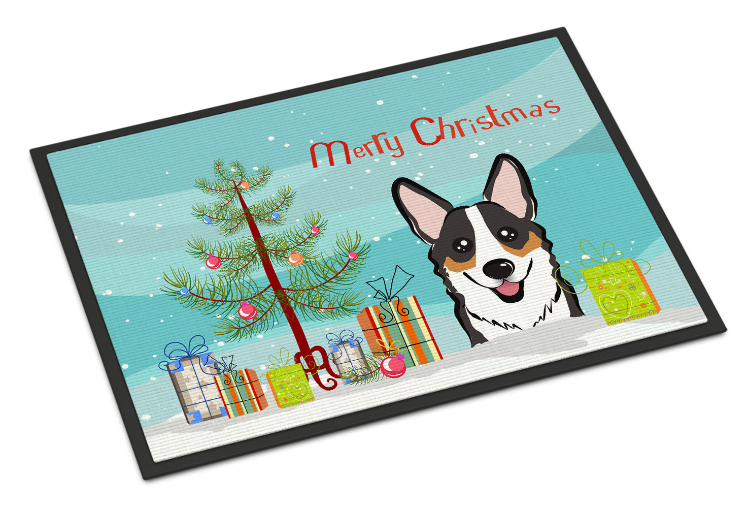 Caroline's Treasures Christmas Tree and Tricolor Corgi Doormat - 24x36 Decorative Floor Mat – Indoor/Outdoor Rug with Artistic Flair BB1627JMAT