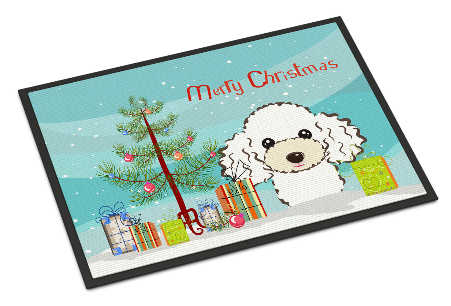 Caroline's Treasures Christmas Tree and White Poodle Doormat - 24x36 Decorative Floor Mat – Indoor/Outdoor Rug with Artistic Flair BB1629JMAT