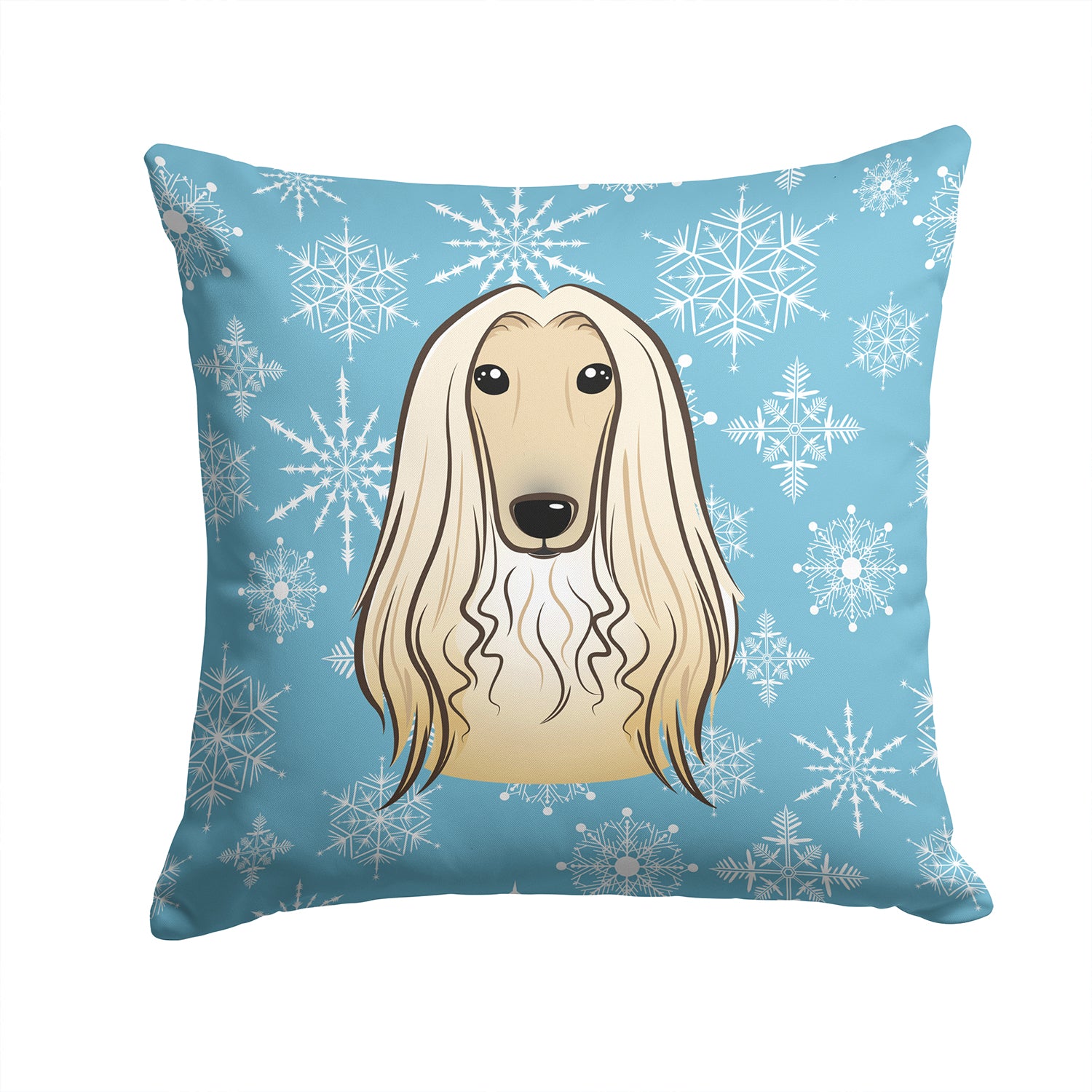 Caroline's Treasures Snowflake Afghan Hound Throw Pillow - 14x14 Decorative Pillow – Art for Your Home & Patio BB1678PW1414
