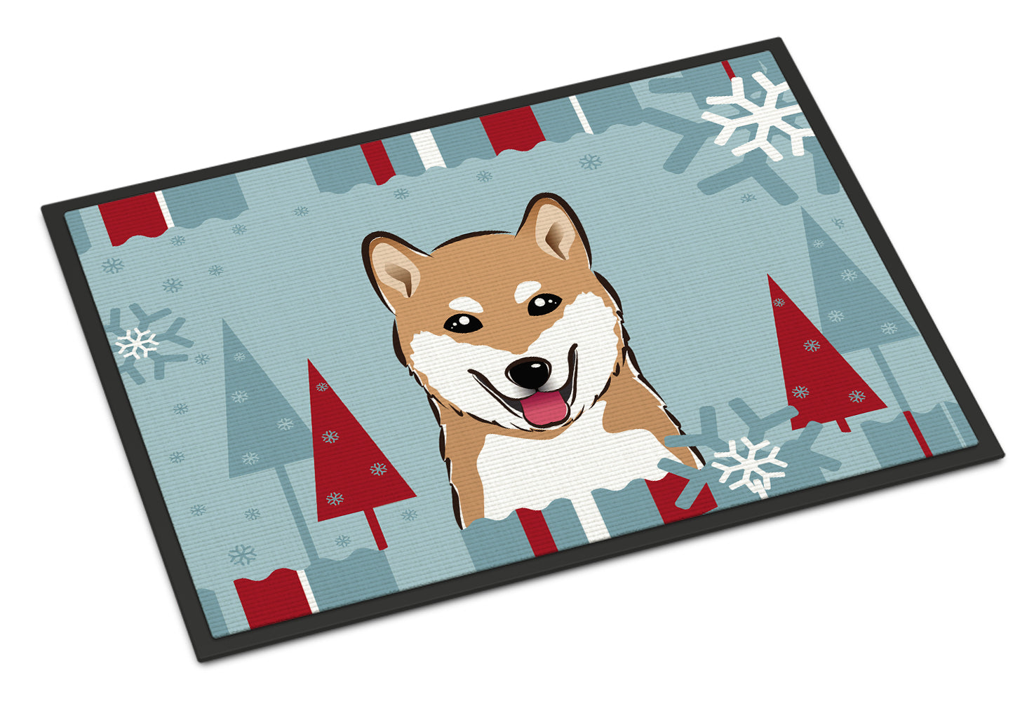 Caroline's Treasures Winter Holiday Shiba Inu Doormat - 24x36 Decorative Floor Mat – Indoor/Outdoor Rug with Artistic Flair BB1721JMAT