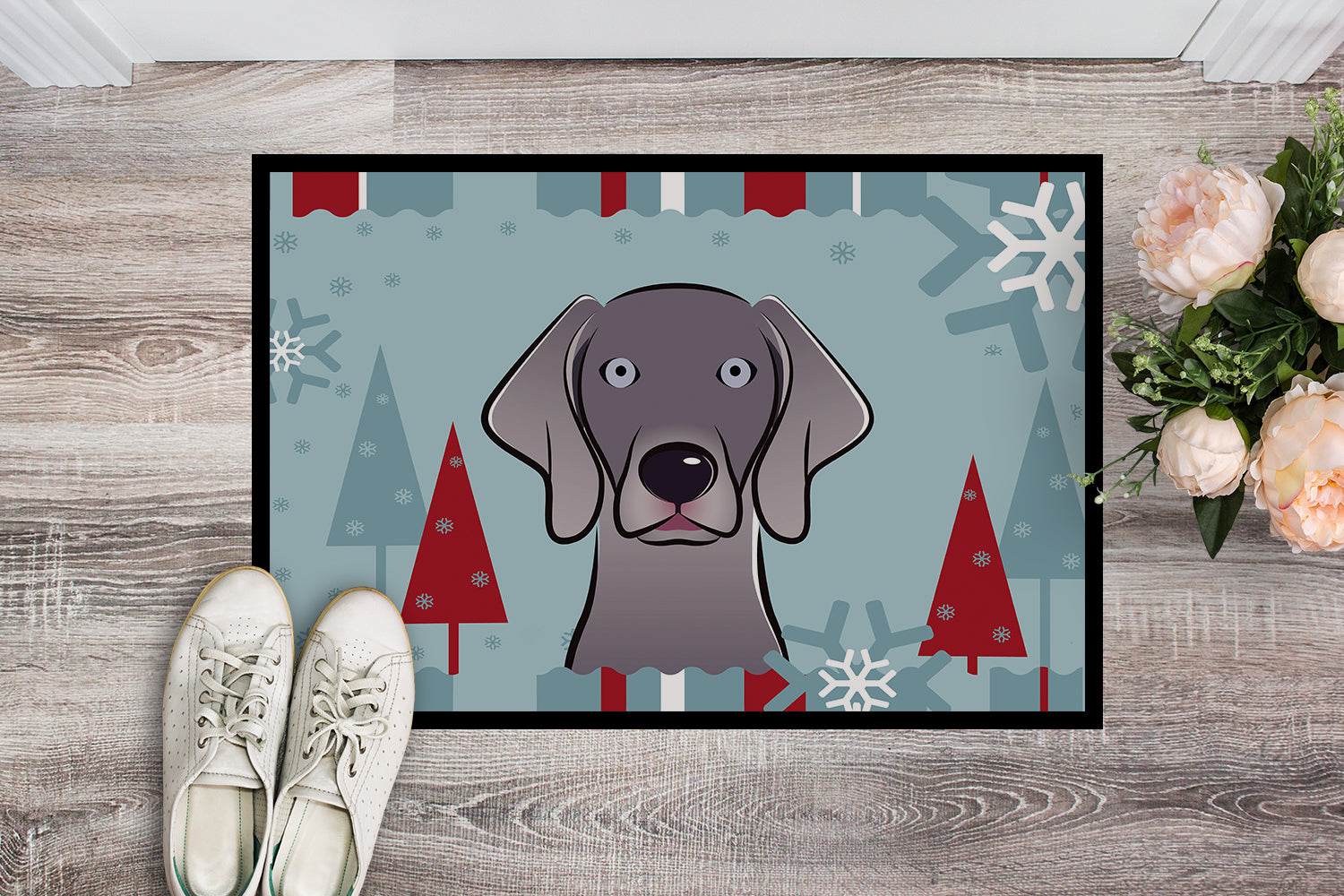Caroline's Treasures Winter Holiday Weimaraner Doormat - 24x36 Decorative Floor Mat – Indoor/Outdoor Rug with Artistic Flair BB1727JMAT