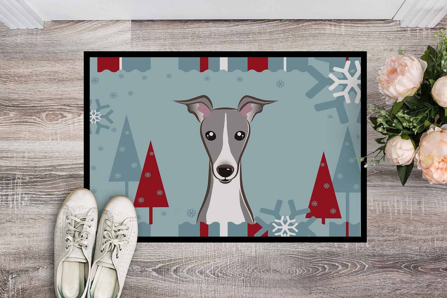 Caroline's Treasures Winter Holiday Italian Greyhound Doormat - 24x36 Decorative Floor Mat – Indoor/Outdoor Rug with Artistic Flair BB1732JMAT