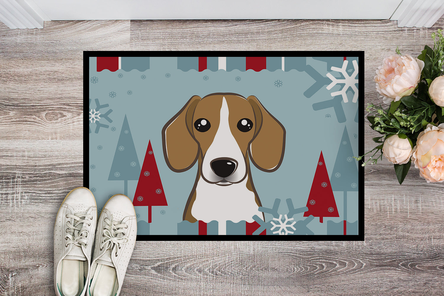 Caroline's Treasures Winter Holiday Beagle Doormat - 24x36 Decorative Floor Mat – Indoor/Outdoor Rug with Artistic Flair BB1735JMAT